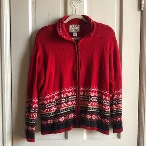 Vintage 2000 Heirloom Collectables Long Sleeve Zip Front Sweater Cardigan Large